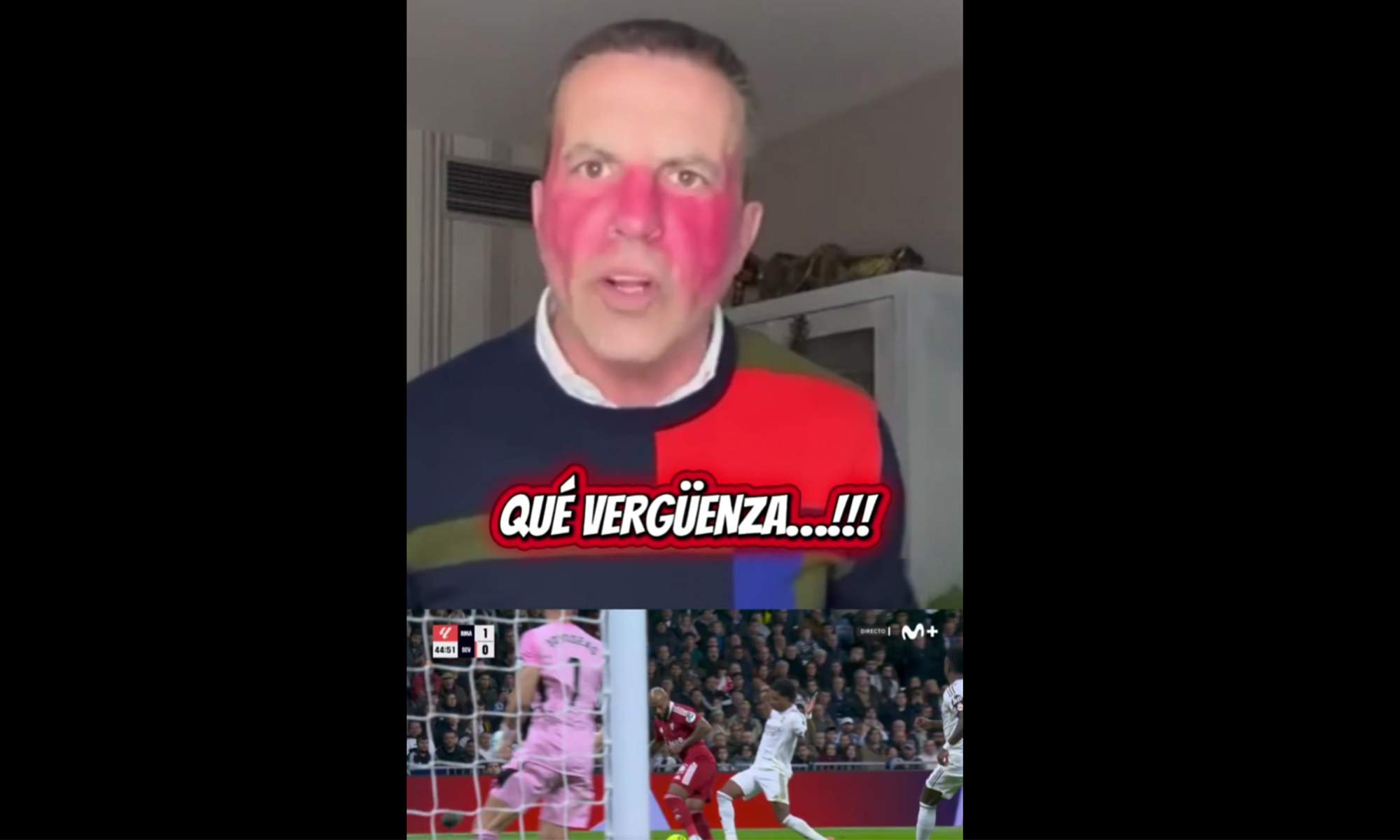 Cristóbal Soria reaccionando al Real Madrid - Sevilla. 