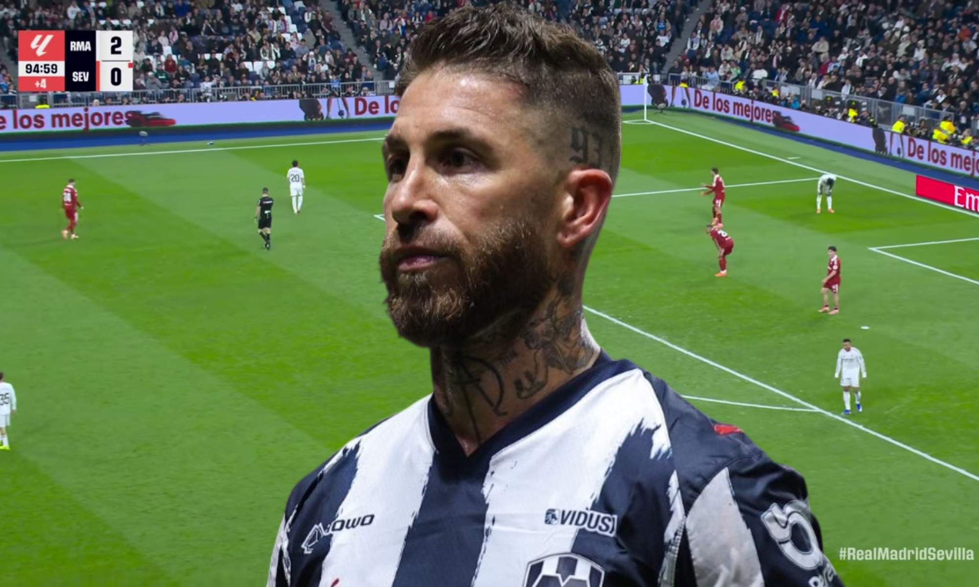 Sergio Ramos estuvo presente en el Bernabéu y felicita a Mbappé