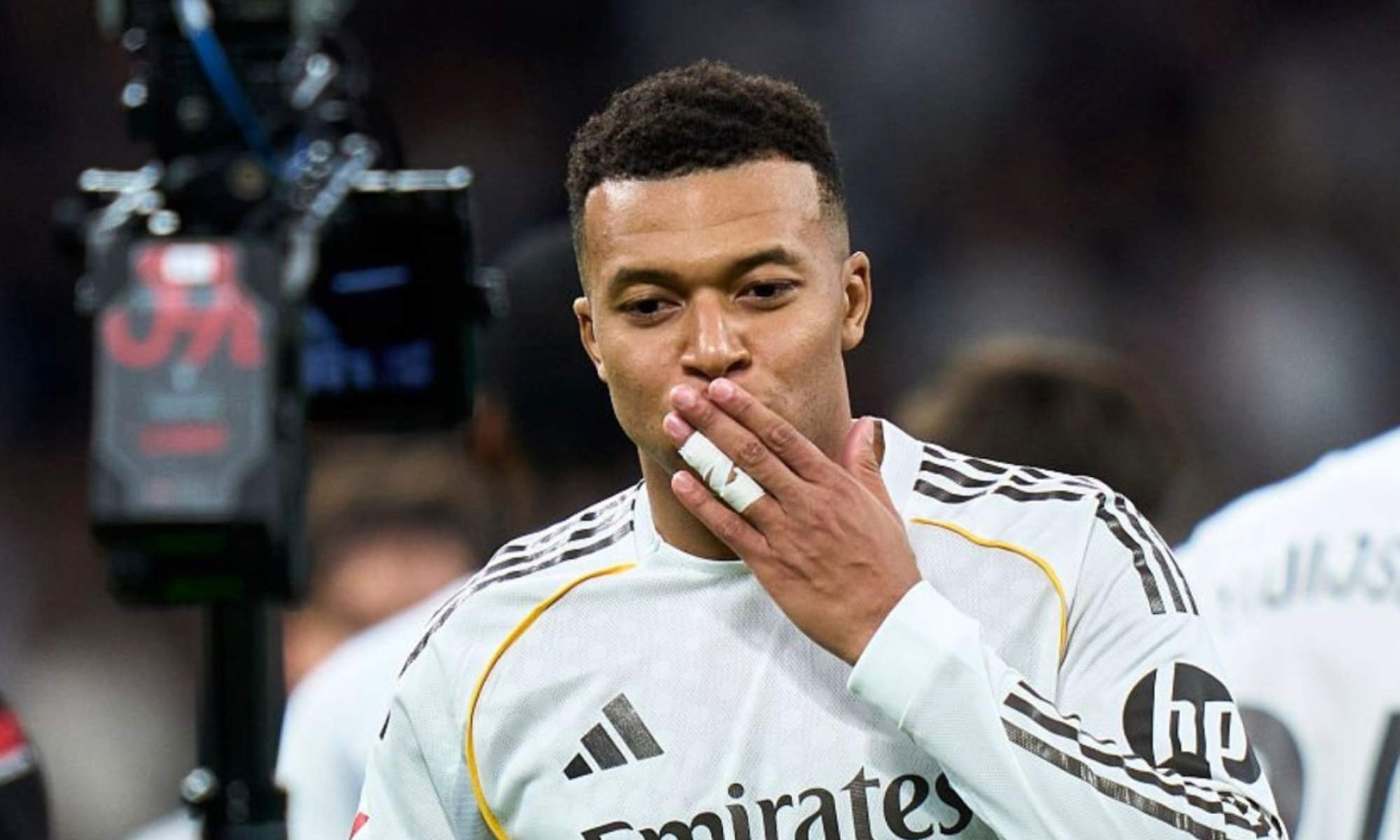 Kylian Mbappé en un partido del Real Madrid.