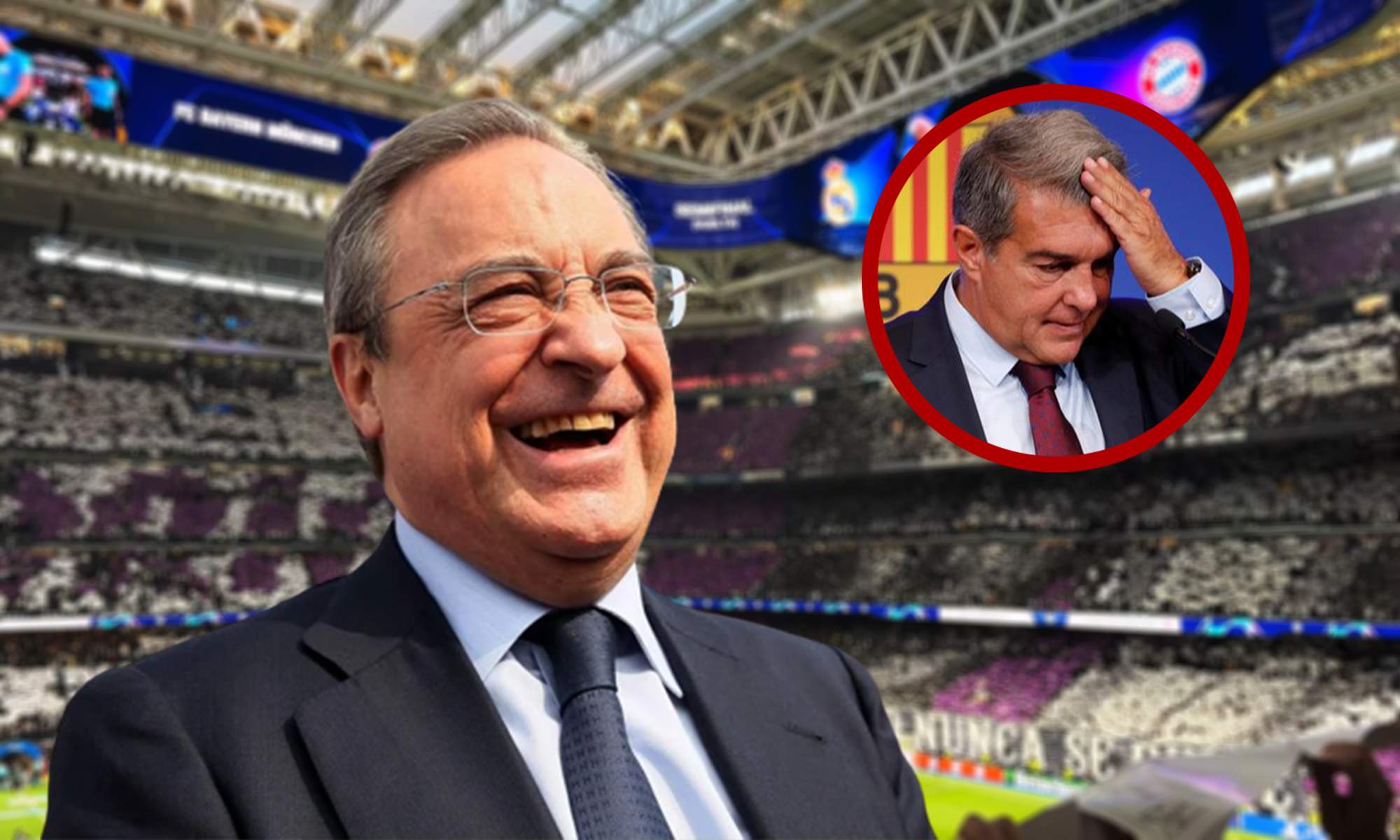 Florentino Pérez, Santiago Bernabéu y Joan Laporta