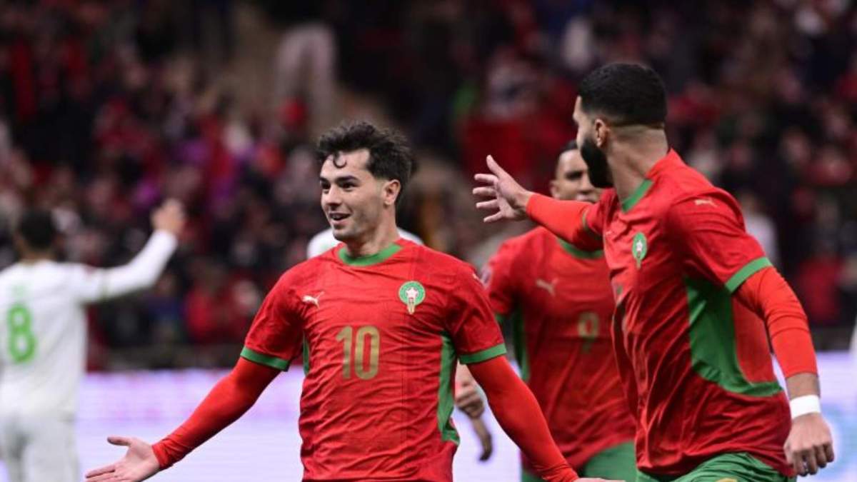 Brahim Díaz celebrando un gol con Marruecos