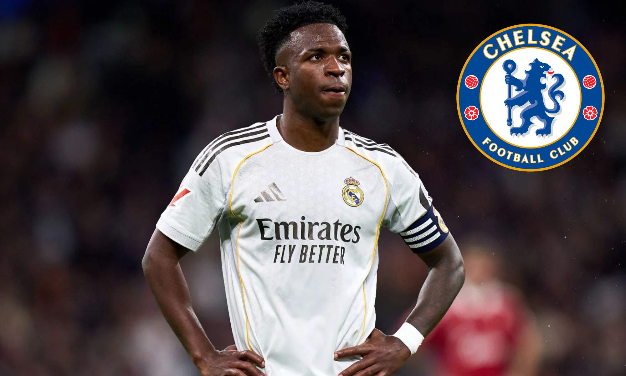 Vinicius y escudo Real Madrid