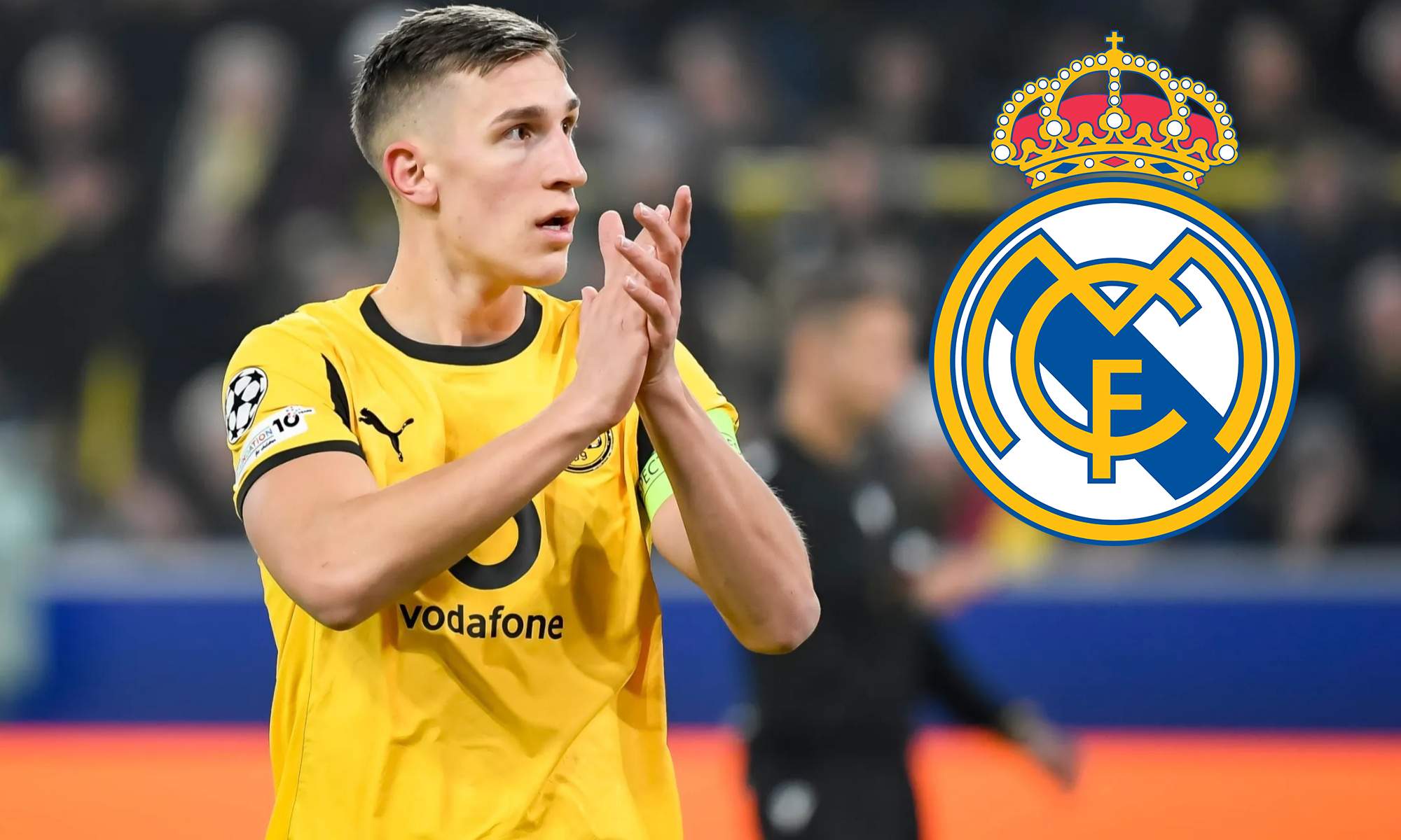 Schlotterbeck y escudo Real Madrid