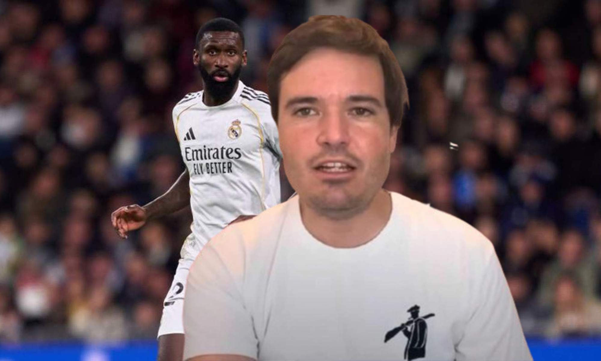 Ramón Álvarez de Mon y Rüdiger jugando un partido con el Real Madrid.