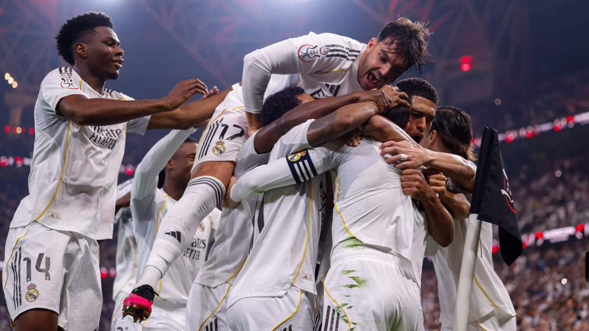 Jugadores del Real Madrid celebrando un gol. 