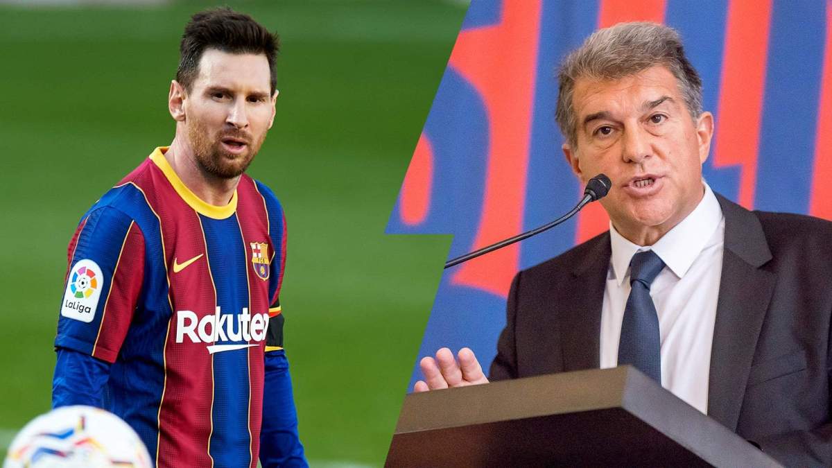 Leo Messi y Joan Laporta en un montaje.