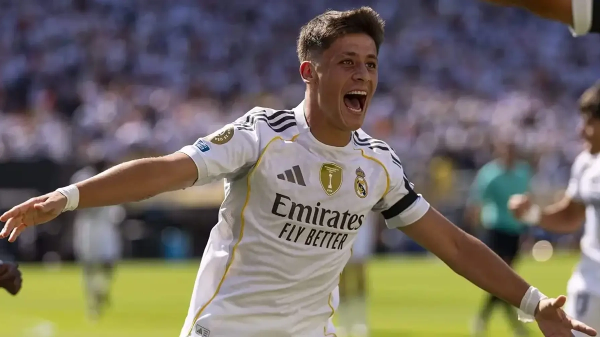 Arda Güler celebrando un gol con el Real Madrid.