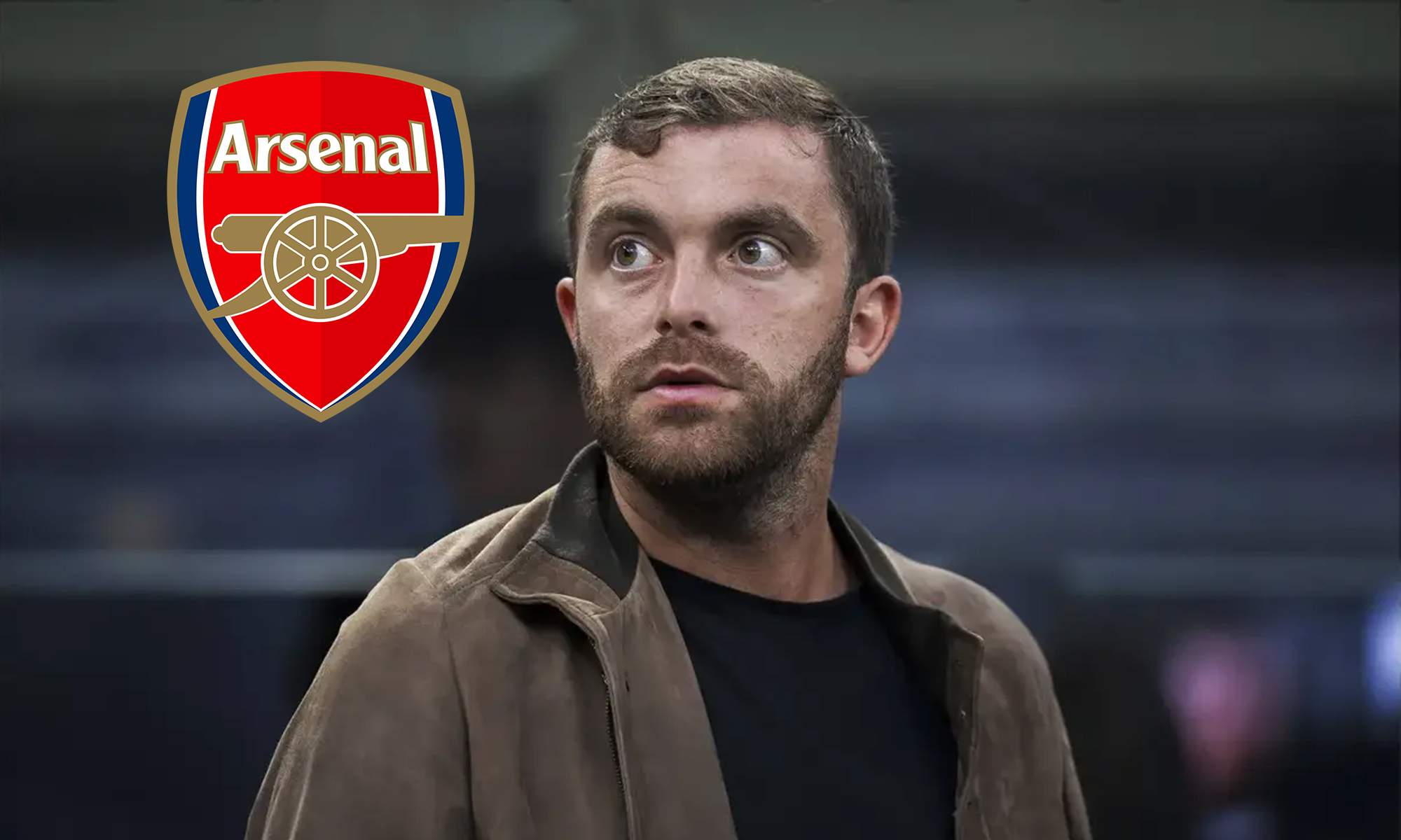 Fabrizio Romano y el escudo del Arsenal. 