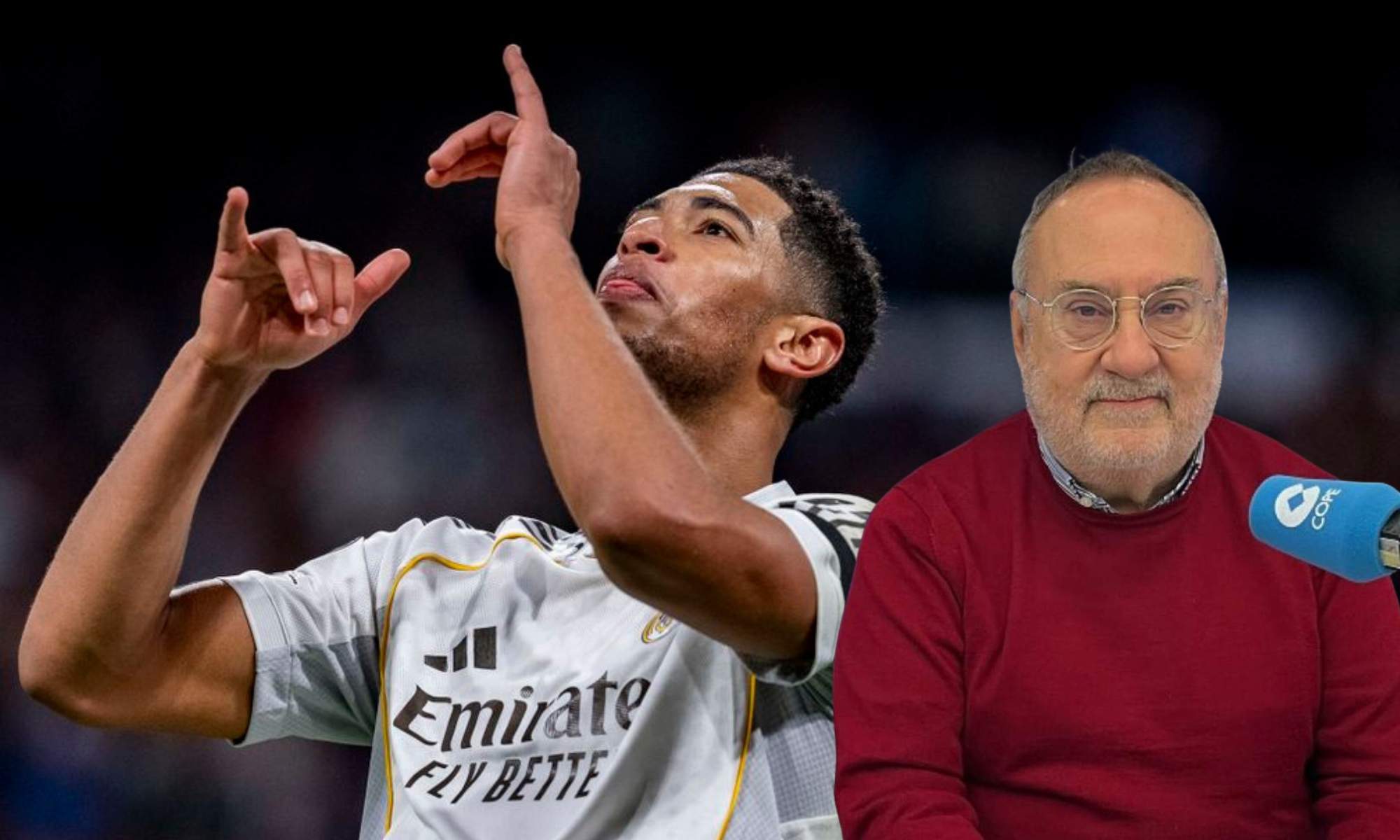 Bellingham celebrando su gol y Alfredo Relaño