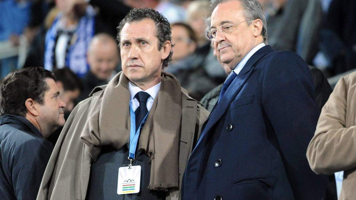 Jorge Valdano y Florentino en el palco