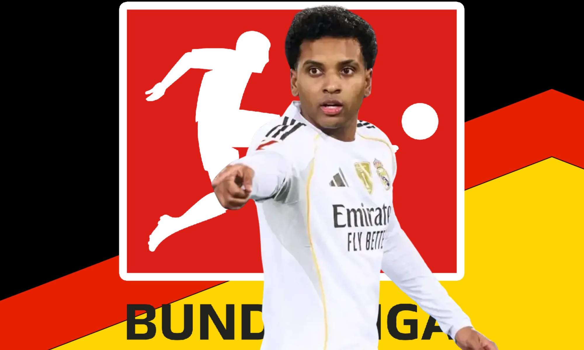 Rodrygo sobre el Logo de la Bundesliga