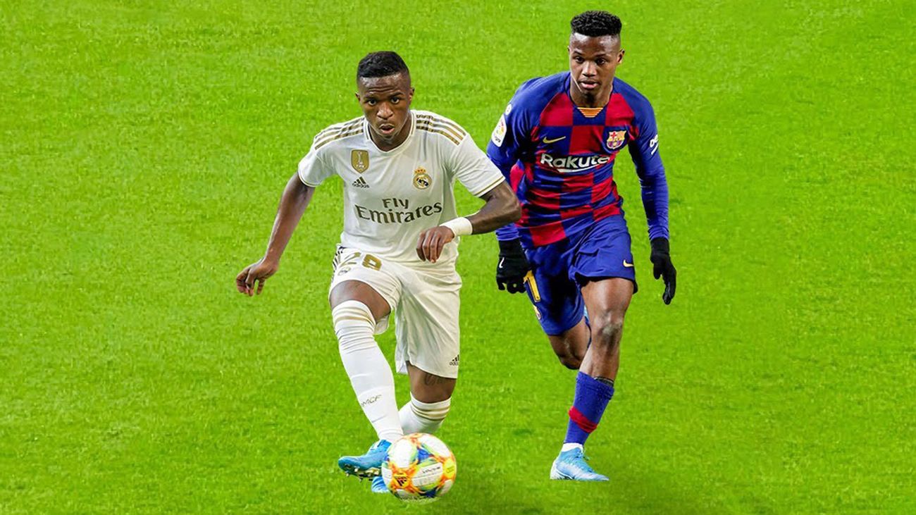 Vinicius y Ansu Fati en una pelea por un clásico de Liga