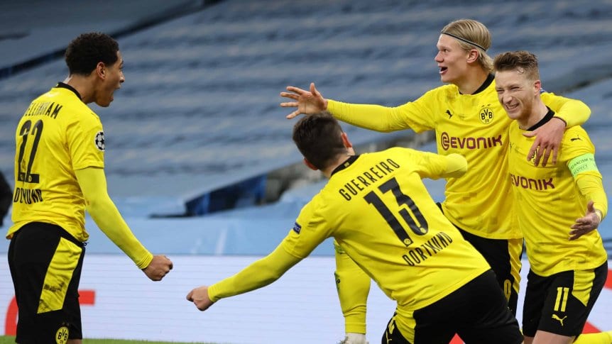 Jude Bellingham y Erling Haaland en el Borussia Dortmund