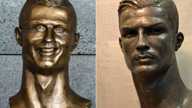 Antes y después, el busto de Cristiano