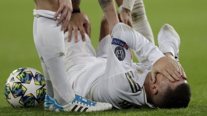 Eden Hazard en una de sus lesiones con el Real Madrid