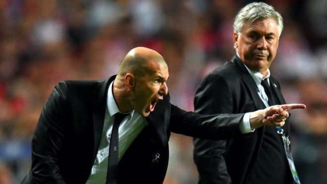 Carlo Ancelotti y Zinedine Zidane compartieron cuerpo técnico