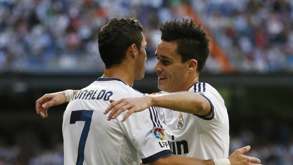 Callejón y Cristiano Ronaldo celebrando un gol
