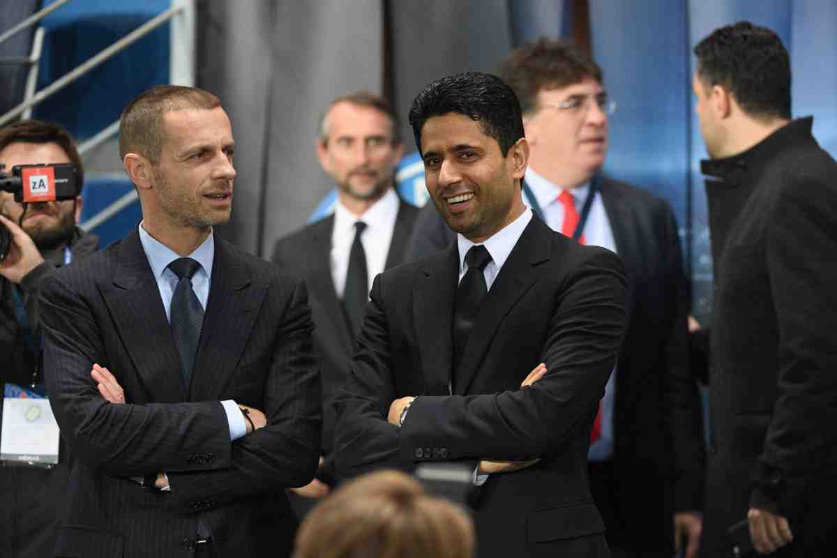 Ceferin y Al Khelaifi, quien despidió a Pochettino del PSG
