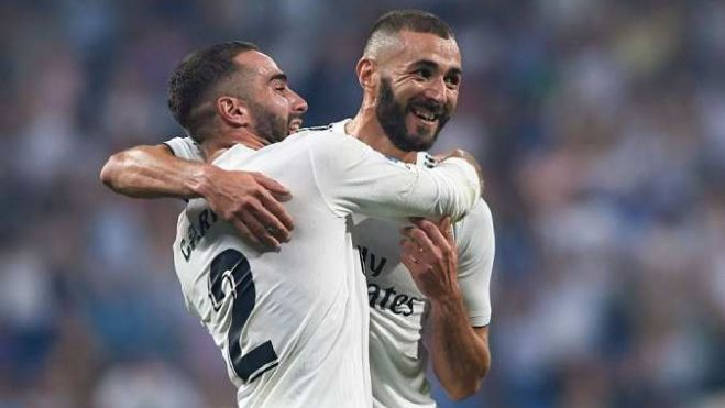 Carvajal y Benzema en un encuentro liguero Carvajal y Benzema en un encuentro liguero