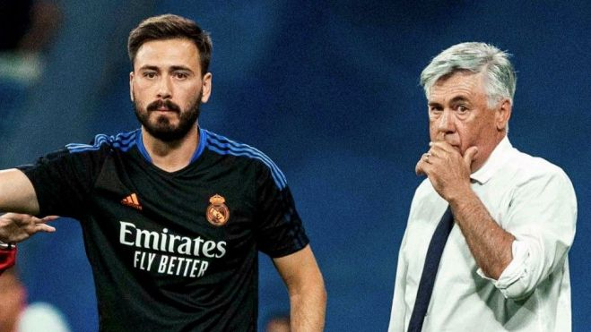 Davide y Carlo Ancelotti dirigiendo al Real Madrid en un partido de la pasada temporada