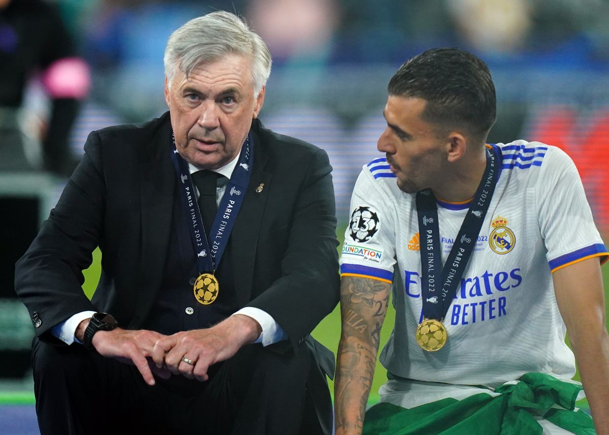 Ceballos y Ancelotti, tras ganar la Decimocuarta en París