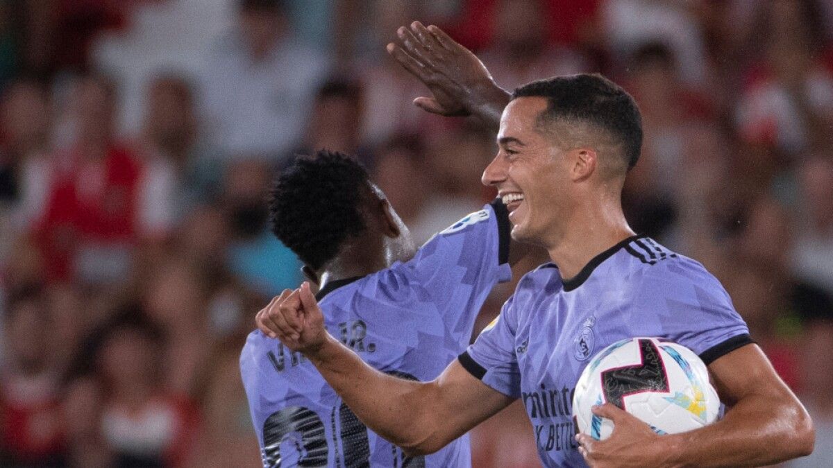 Lucas Vázquez celebra uno de los goles de la presente temporada con el Real Madrid