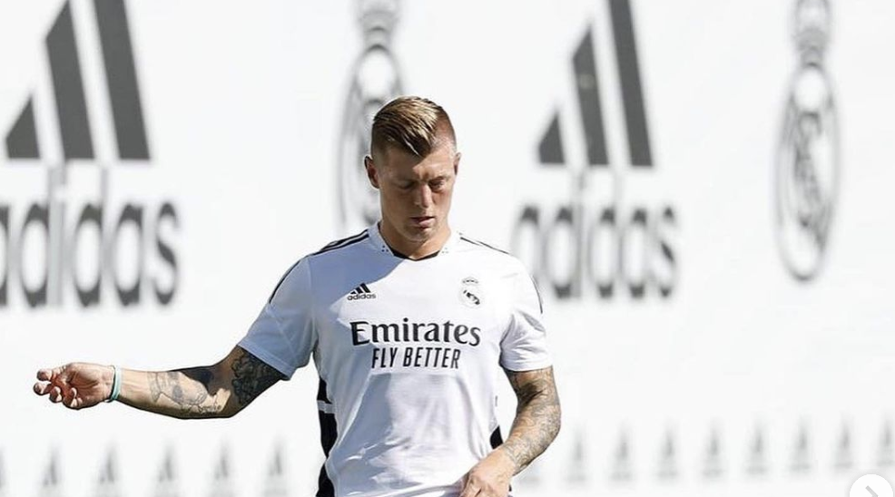 Toni Kroos durante un entrenamiento de esta temporada
