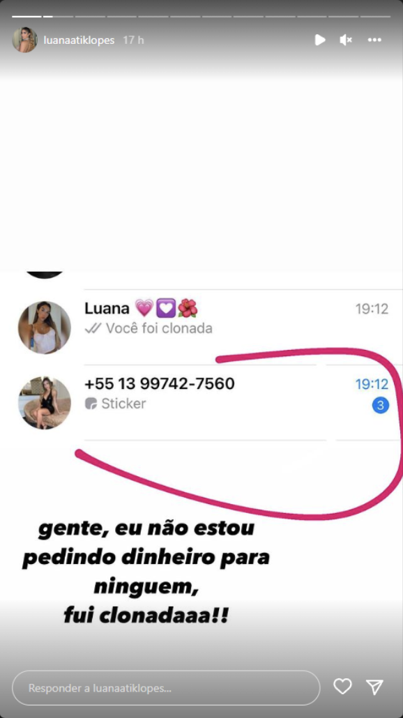 La denuncia de Luana por redes sociales La denuncia de Luana por redes sociales