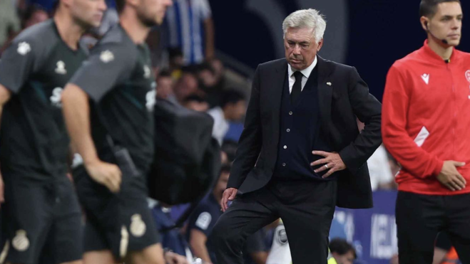 Carlo Ancelotti durante el último partido del Real Madrid