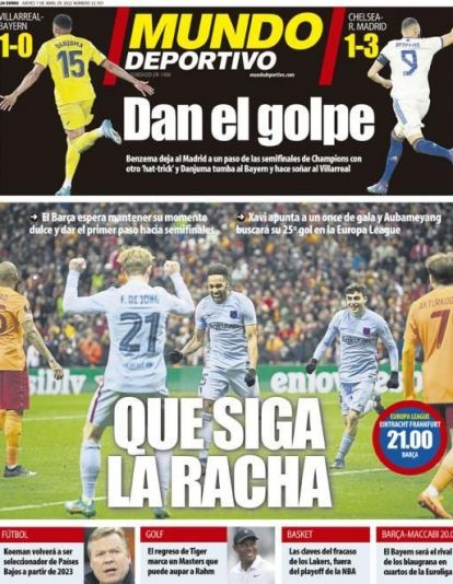 Portada Mundo Deportivo 7 de abril Portada Mundo Deportivo 7 de abril
