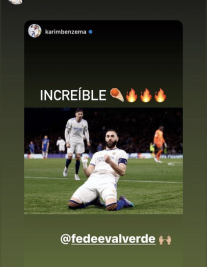 Historia de Fede Valverde en su cuenta de Instagram Historia de Fede Valverde en su cuenta de Instagram