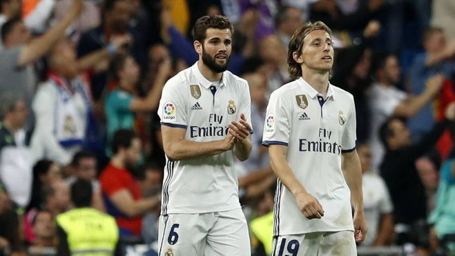 Nacho y Modric, en un partido con el Real Madrid
